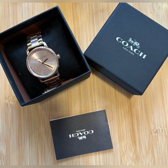 Coach Grand RoseGold Tone Watch With 36mm Face With Row of Multicolored Crystals - Picture 7 of 7